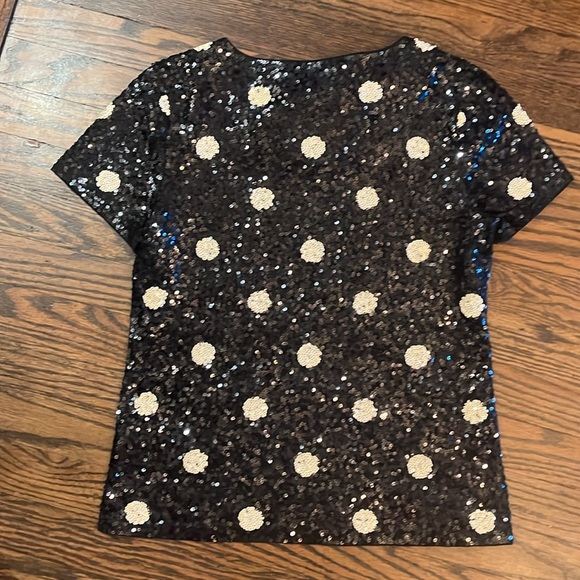 J. Crew Polka Dot Sequin T-shirt, Black & White Size S - Picture 11 of 12